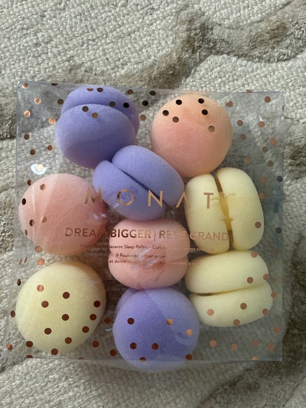 MONAT Dream Bigger Macaron Sleep Hair Rollers - Pastel Pink, Lavender & Cream